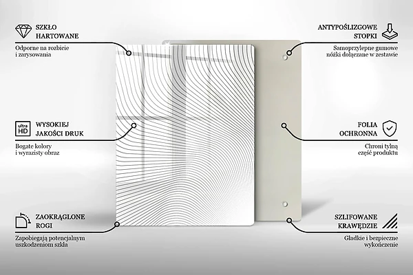 Glasskärbräda med geometrisk abstraktion
