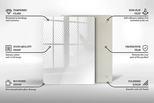 Glasskärbräda med geometrisk abstraktion