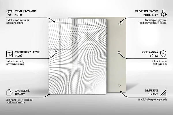 Glasskärbräda med geometrisk abstraktion