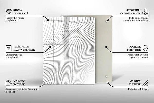 Glasskärbräda med geometrisk abstraktion