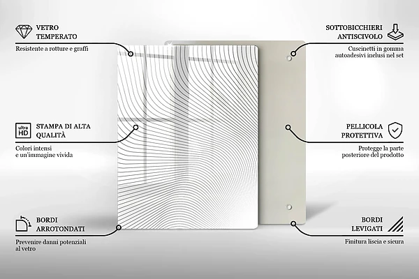 Glasskärbräda med geometrisk abstraktion