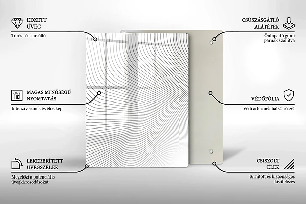 Glasskärbräda med geometrisk abstraktion