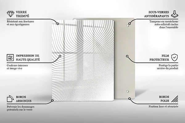 Glasskärbräda med geometrisk abstraktion