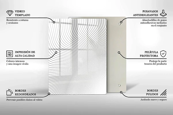 Glasskärbräda med geometrisk abstraktion