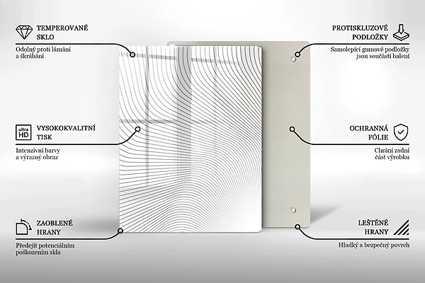 Glasskärbräda med geometrisk abstraktion