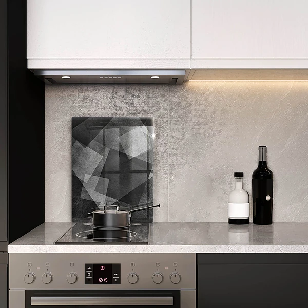 Glasskärbräda med geometrisk abstraktion