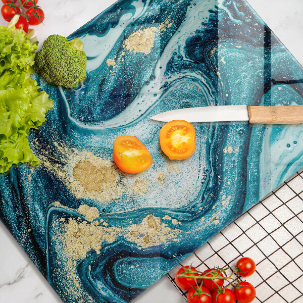 Glasskärbräda Blått abstrakt guld