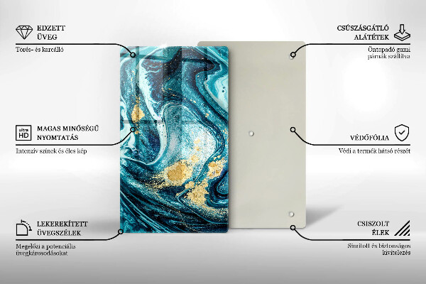 Glasskärbräda Blått abstrakt guld