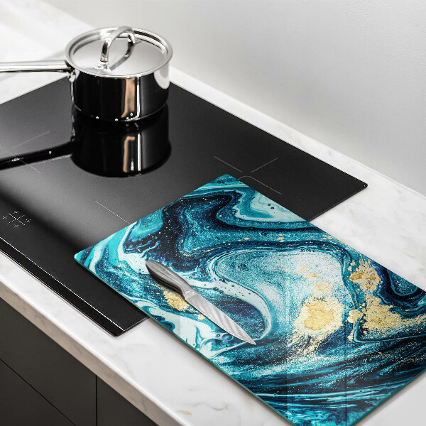 Glasskärbräda Blått abstrakt guld