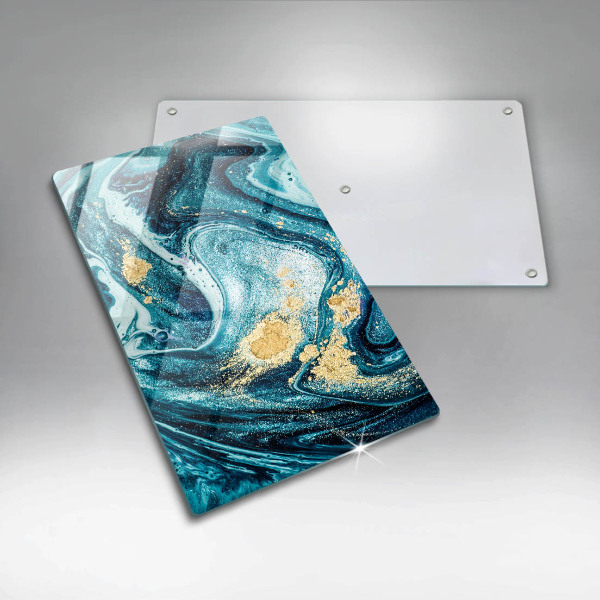 Glasskärbräda Blått abstrakt guld