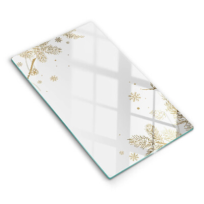 Glasskärbräda med vinterdekorationer