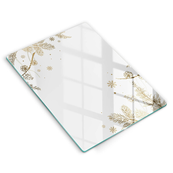 Glasskärbräda med vinterdekorationer