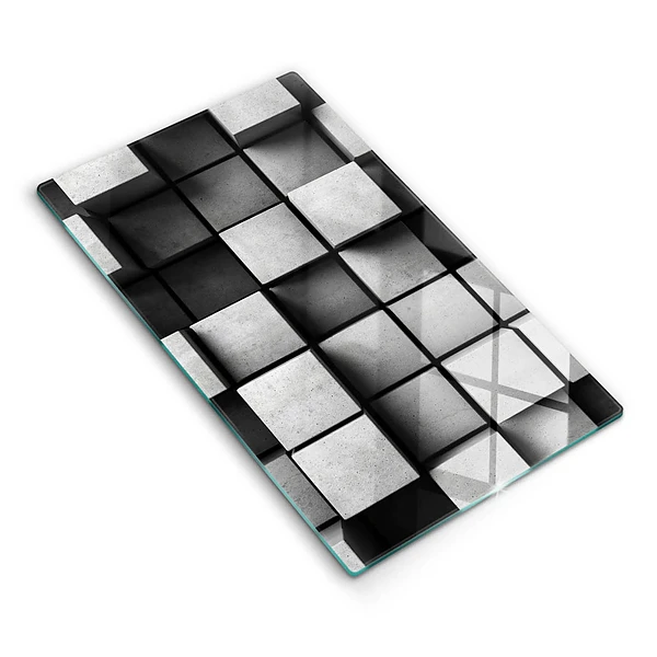 Glasskärbräda med 3D-geometrisk bakgrund