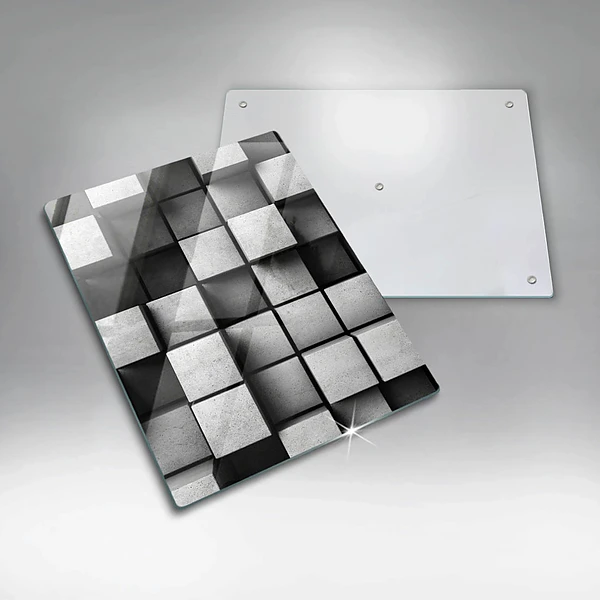 Glasskärbräda med 3D-geometrisk bakgrund
