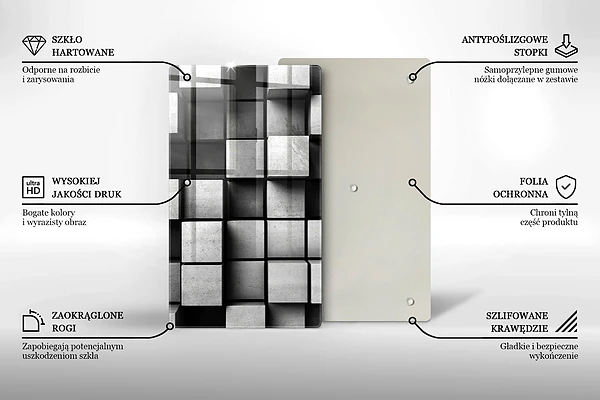 Glasskärbräda med 3D-geometrisk bakgrund