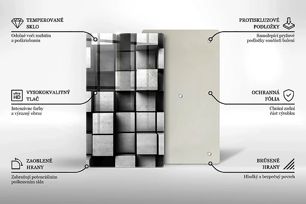 Glasskärbräda med 3D-geometrisk bakgrund