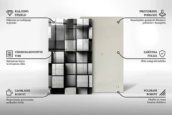 Glasskärbräda med 3D-geometrisk bakgrund