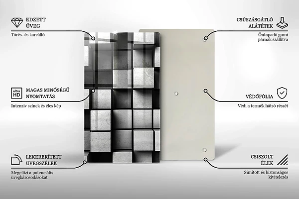 Glasskärbräda med 3D-geometrisk bakgrund
