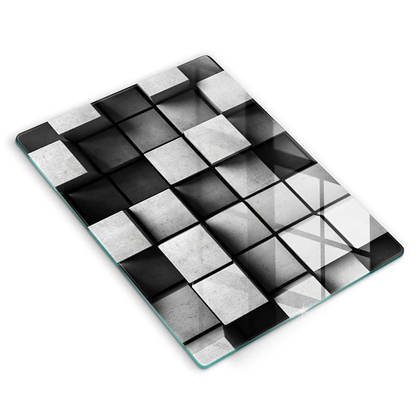 Glasskärbräda med 3D-geometrisk bakgrund