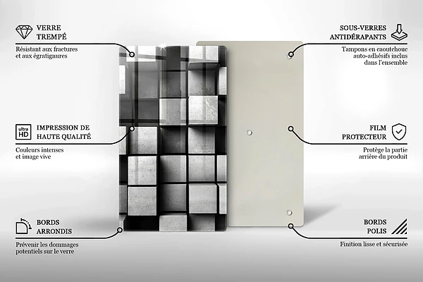 Glasskärbräda med 3D-geometrisk bakgrund