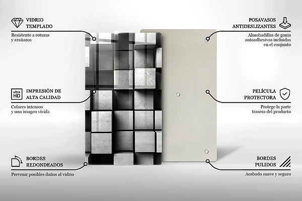 Glasskärbräda med 3D-geometrisk bakgrund