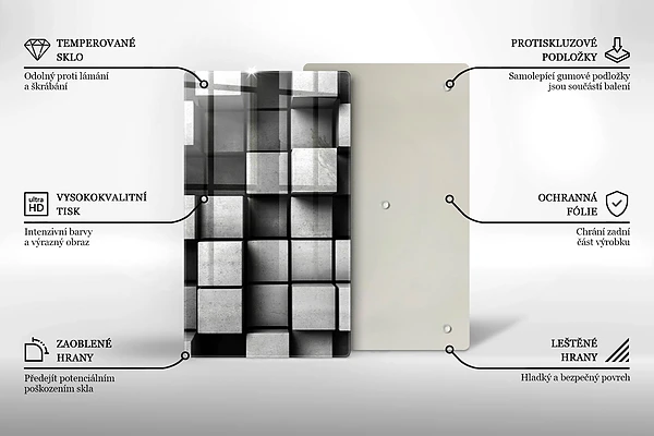 Glasskärbräda med 3D-geometrisk bakgrund