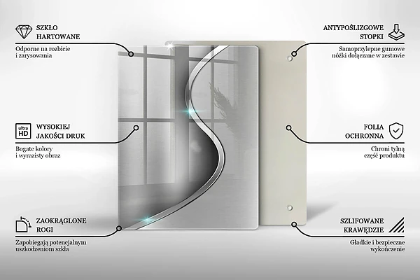 Glasskärbräda med 3D-geometrisk bakgrund