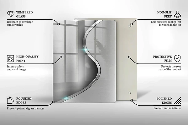 Glasskärbräda med 3D-geometrisk bakgrund