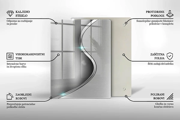 Glasskärbräda med 3D-geometrisk bakgrund