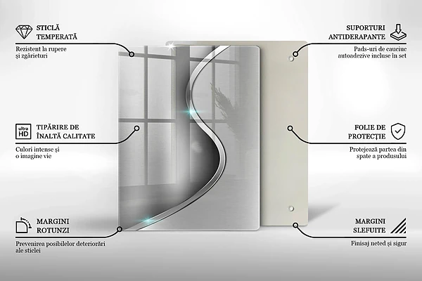 Glasskärbräda med 3D-geometrisk bakgrund