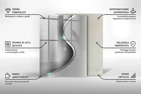 Glasskärbräda med 3D-geometrisk bakgrund