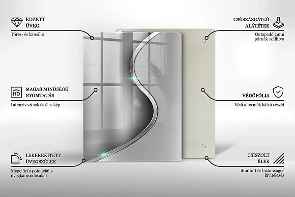 Glasskärbräda med 3D-geometrisk bakgrund