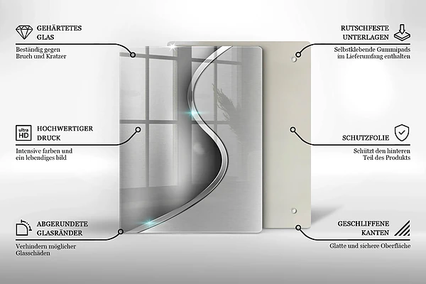 Glasskärbräda med 3D-geometrisk bakgrund