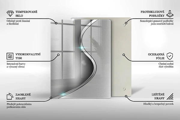 Glasskärbräda med 3D-geometrisk bakgrund