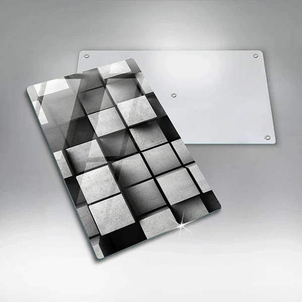 Glasskärbräda med 3D-geometrisk bakgrund