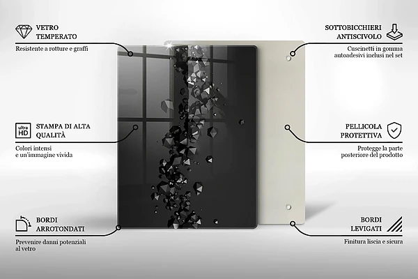 Glasskärbräda med geometriskt mönster