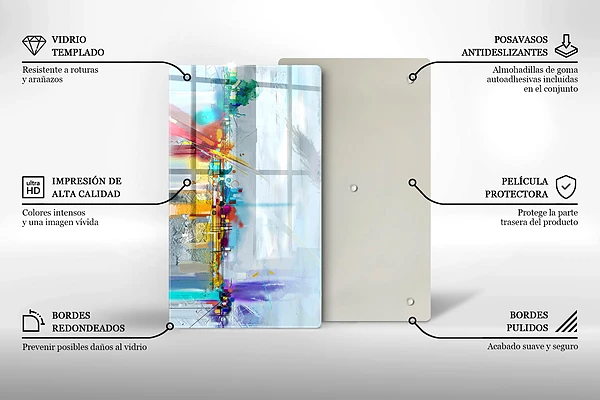 Glasskärbräda med abstrakt motiv