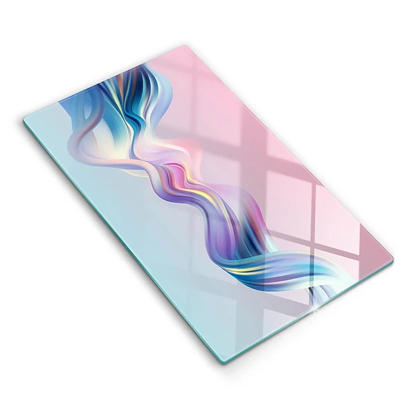 Glasskärbräda med abstrakt pastellmotiv