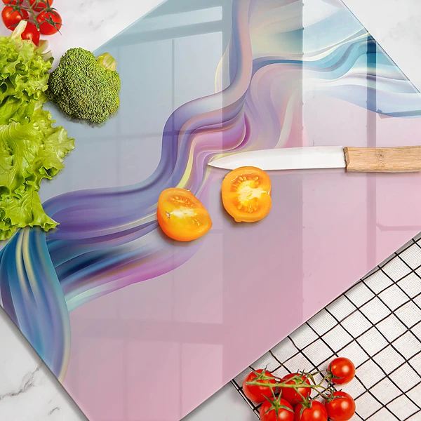 Glasskärbräda med abstrakt pastellmotiv