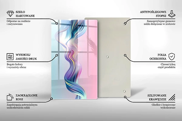 Glasskärbräda med abstrakt pastellmotiv