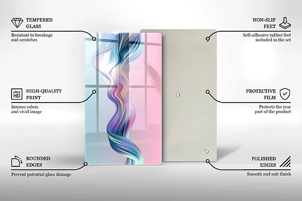 Glasskärbräda med abstrakt pastellmotiv