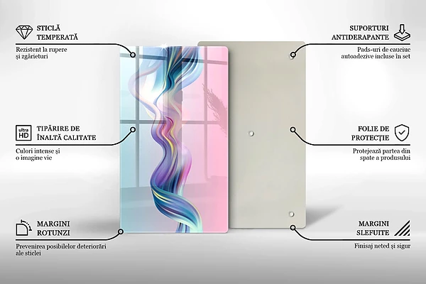 Glasskärbräda med abstrakt pastellmotiv