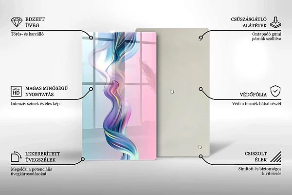 Glasskärbräda med abstrakt pastellmotiv
