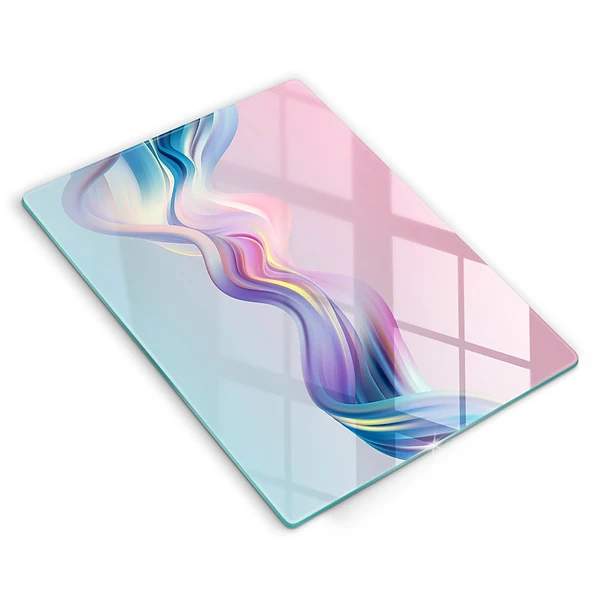 Glasskärbräda med abstrakt pastellmotiv