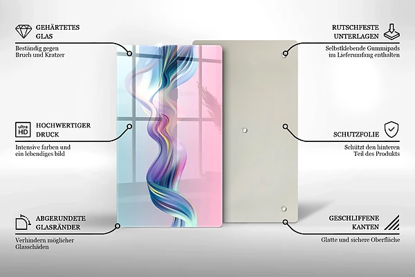 Glasskärbräda med abstrakt pastellmotiv
