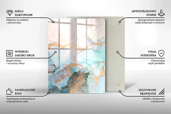Glasskärbräda med abstrakt pastellmotiv