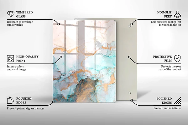 Glasskärbräda med abstrakt pastellmotiv