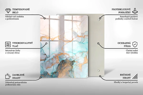 Glasskärbräda med abstrakt pastellmotiv