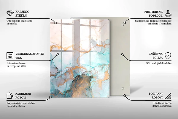 Glasskärbräda med abstrakt pastellmotiv