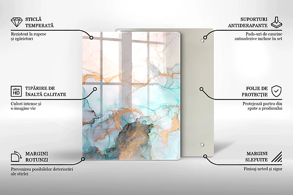 Glasskärbräda med abstrakt pastellmotiv